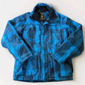 Ripzone Core 5000mm Men's Sm Full-Zip Snowboarding Jacket Ski Coat Blue Plaid